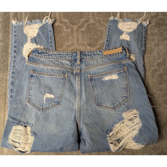 Cello Destroyed Ankle Jeans WOMENS JRS SIZE 7 Mid Rise Ripped Distressed Boho - Picture 2 of 9